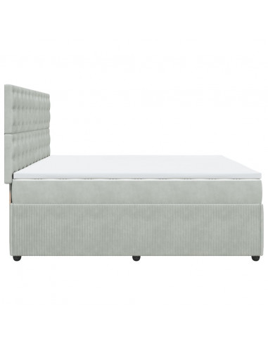 Giroletto a Molle con Materasso Grigio Chiaro 200x200cm Velluto