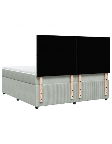 Giroletto a Molle con Materasso Grigio Chiaro 200x200cm Velluto