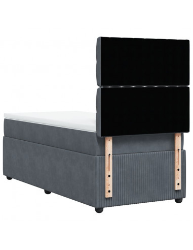 Giroletto a Molle con Materasso Grigio Scuro 100x200 cm Velluto