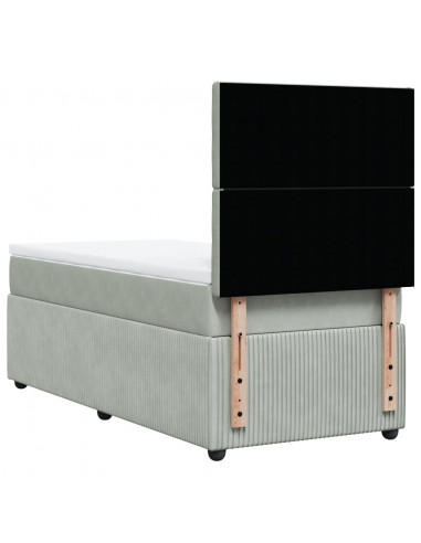 Giroletto a Molle con Materasso Grigio Chiaro 100x200cm Velluto