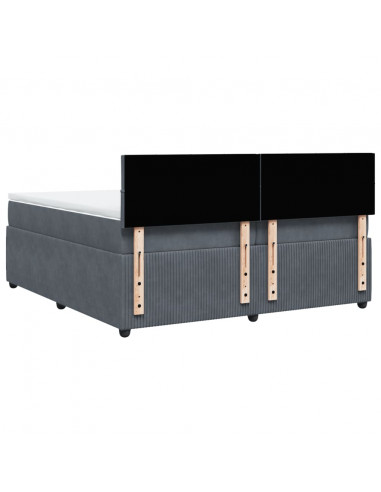 Giroletto a Molle con Materasso Grigio Scuro 200x200 cm Velluto