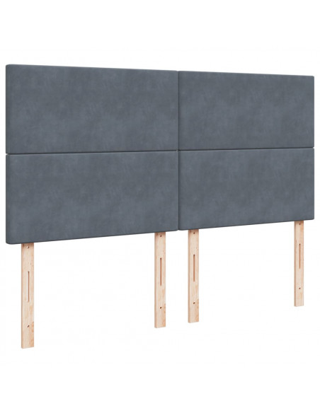 Giroletto a Molle con Materasso Grigio Scuro 180x200 cm Velluto
