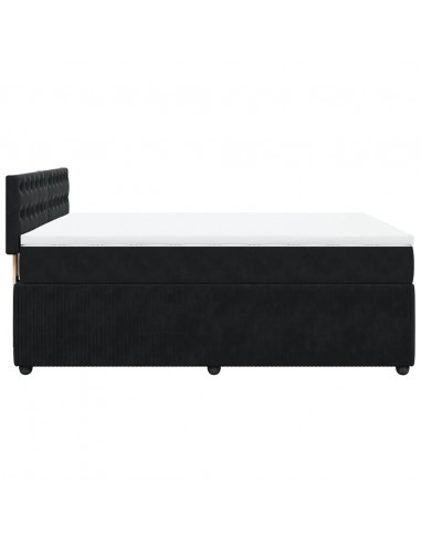 Giroletto a Molle con Materasso Nero 160x200 cm in Velluto