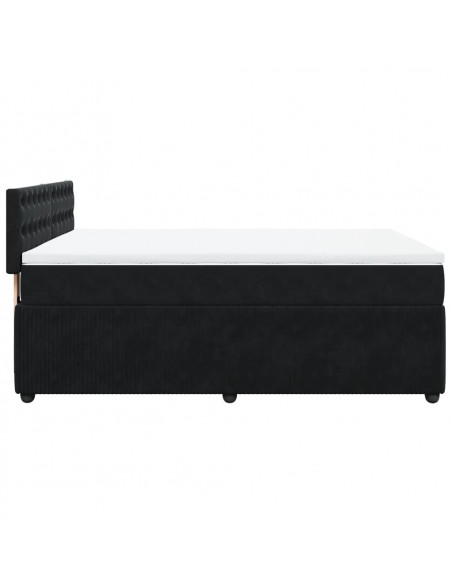Giroletto a Molle con Materasso Nero 160x200 cm in Velluto