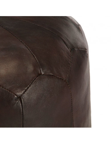 Pouf Marrone Scuro 40x35 cm in Vera Pelle di Capra