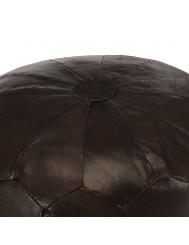 Pouf Marrone Scuro 40x35 cm in Vera Pelle di Capra