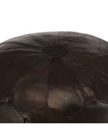Pouf Marrone Scuro 40x35 cm in Vera Pelle di Capra