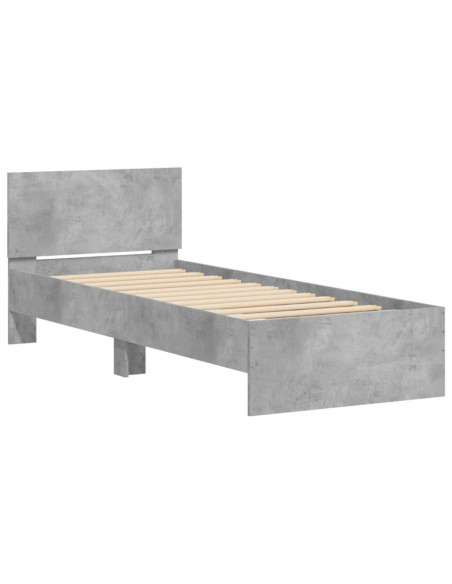 Giroletto e Testiera Grigio Cemento 90x190 cm Legno Multistrato