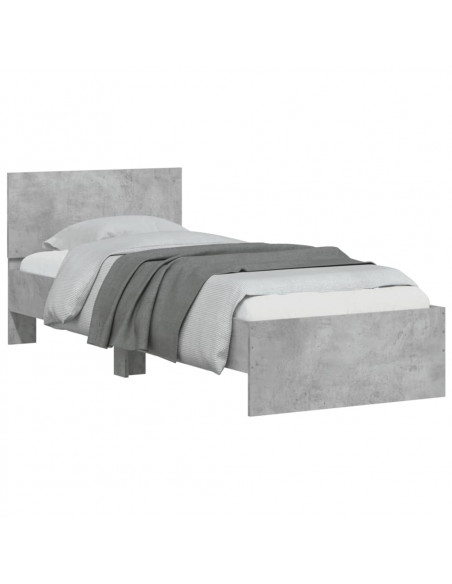 Giroletto e Testiera Grigio Cemento 90x190 cm Legno Multistrato