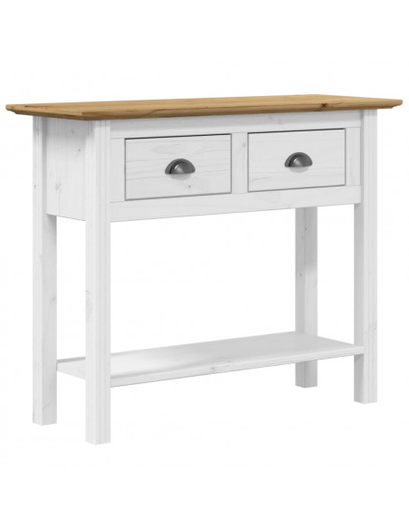 Tavolo Consolle BODO 90x34,5x73 cm Legno Massello Pino Marrone