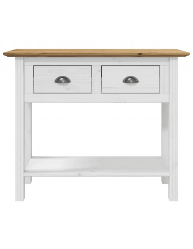 Tavolo Consolle BODO 90x34,5x73 cm Legno Massello Pino Marrone