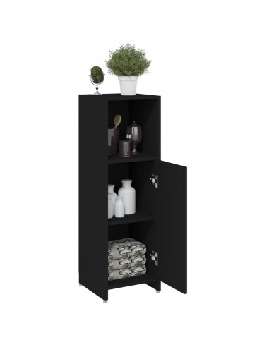 Mobile da Bagno Nero 30x30x95 cm in Legno Multistrato