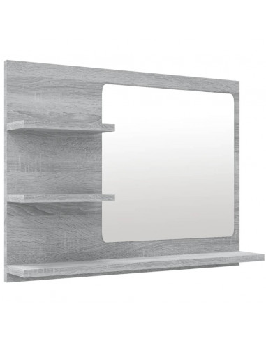 Specchio da Bagno Grigio Sonoma 60x10,5x45 cm Legno Multistrato