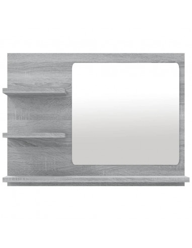 Specchio da Bagno Grigio Sonoma 60x10,5x45 cm Legno Multistrato