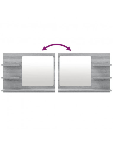 Specchio da Bagno Grigio Sonoma 60x10,5x45 cm Legno Multistrato