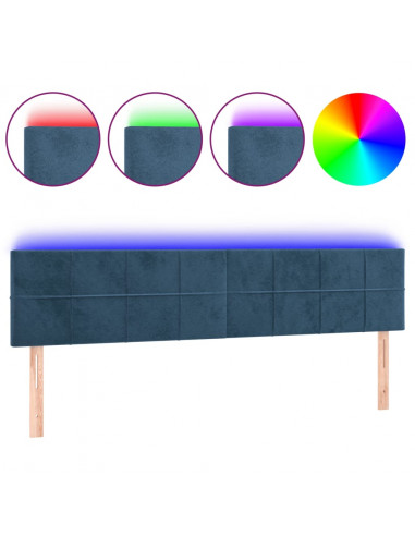 Testiera a LED Blu scuro 160x5x78/88 cm in Tessuto