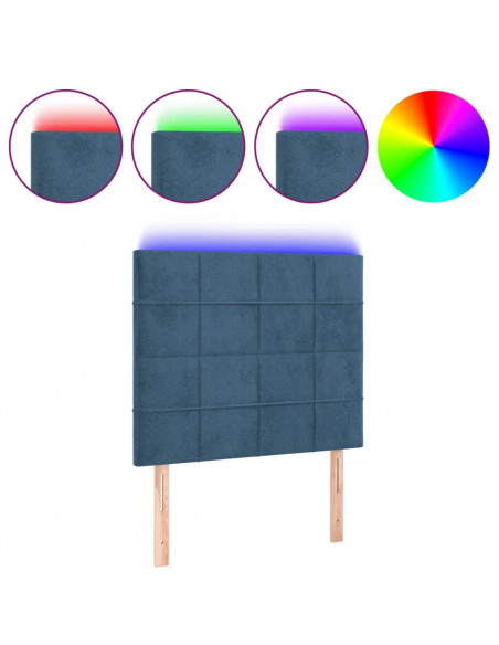 Testiera a LED Blu scuro 80x5x118/128 cm in Velluto