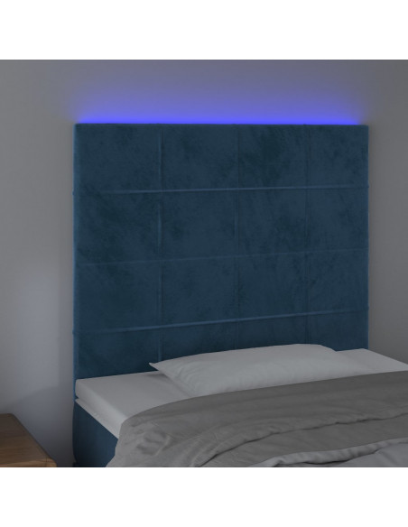 Testiera a LED Blu scuro 80x5x118/128 cm in Velluto