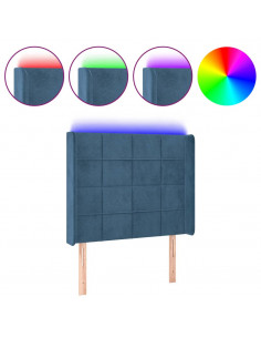 Testiera a LED Blu Scuro 83x16x118/128 cm in Velluto 2