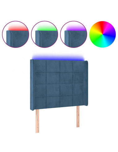 Testiera a LED Blu Scuro 83x16x118/128 cm in Velluto
