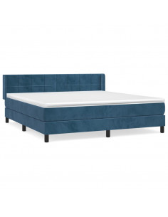 Giroletto a Molle con Materasso Blu Scuro 160x200 cm in Velluto 2