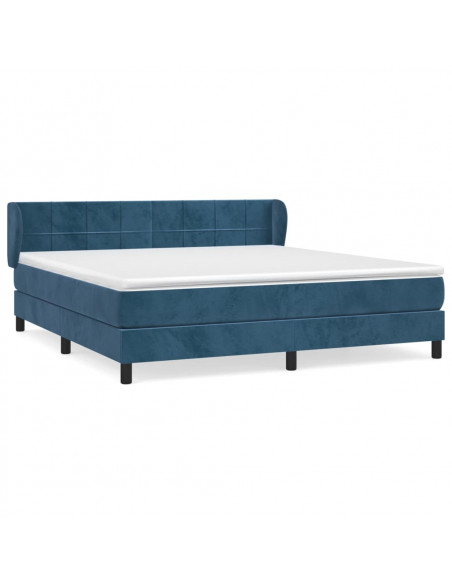 Giroletto a Molle con Materasso Blu Scuro 160x200 cm in Velluto