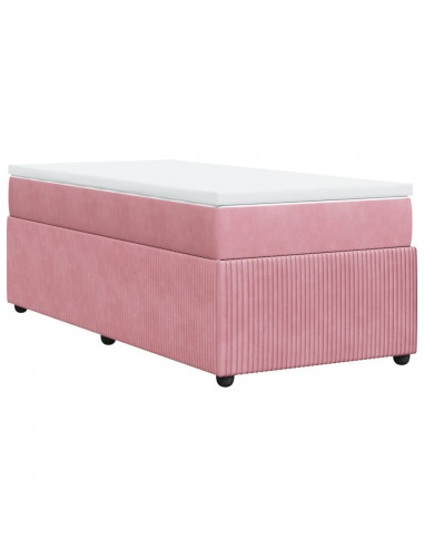 Giroletto a Molle con Materasso Rosa 80x200 cm in Velluto