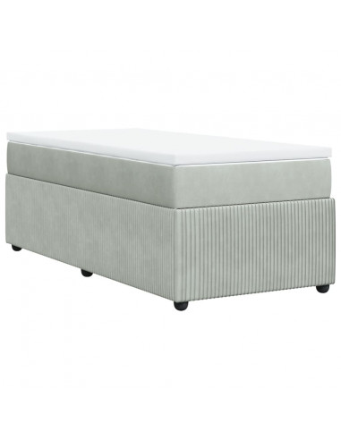 Giroletto a Molle con Materasso Grigio Chiaro 80x200 cm Velluto