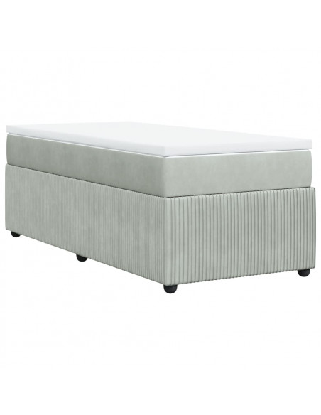 Giroletto a Molle con Materasso Grigio Chiaro 80x200 cm Velluto