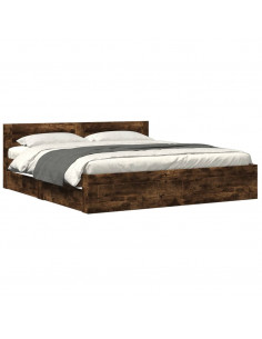 Giroletto con Testiera Rovere Fumo 200x200 cm Legno Multistrato 2