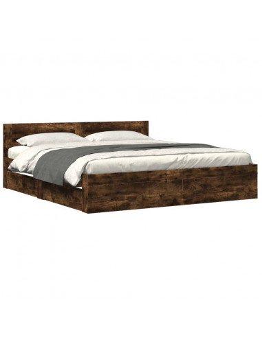 Giroletto con Testiera Rovere Fumo 200x200 cm Legno Multistrato