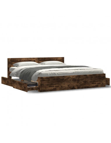 Giroletto con Testiera Rovere Fumo 200x200 cm Legno Multistrato