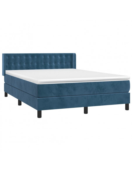 Giroletto a Molle con Materasso Blu Scuro 140x190 cm in Velluto