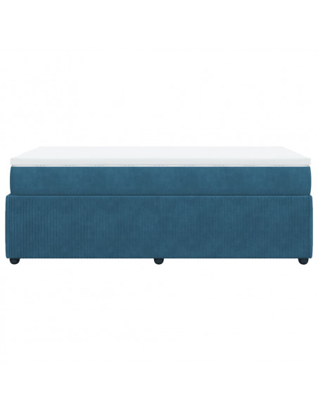 Giroletto a Molle con Materasso Blu Scuro 90x190 cm in Velluto