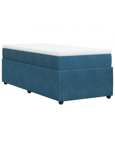 Giroletto a Molle con Materasso Blu Scuro 90x190 cm in Velluto