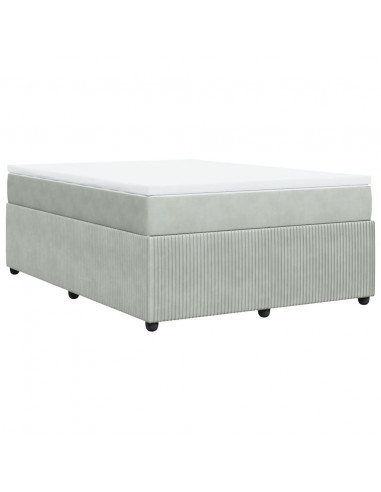 Giroletto a Molle con Materasso Grigio Chiaro 160x200cm Velluto