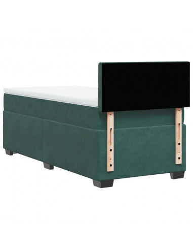 Giroletto a Molle con Materasso Verde Scuro 90x190 cm Velluto