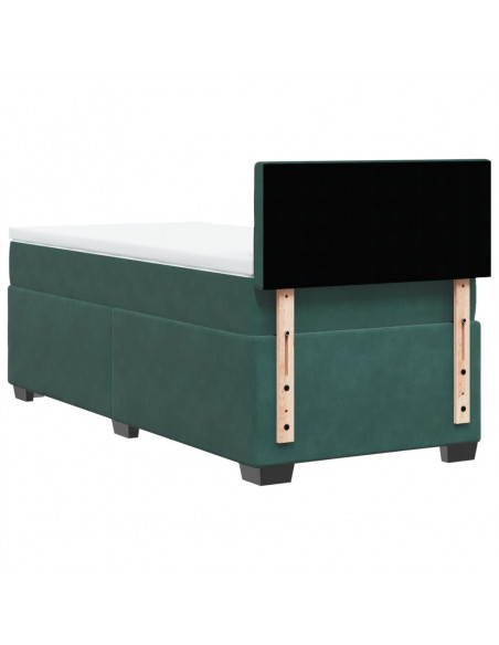 Giroletto a Molle con Materasso Verde Scuro 90x190 cm Velluto