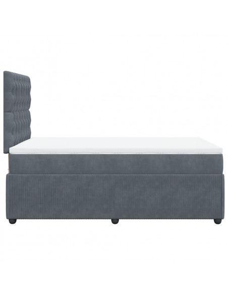 Giroletto a Molle con Materasso Grigio Scuro 120x200 cm Velluto