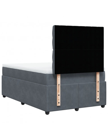 Giroletto a Molle con Materasso Grigio Scuro 120x200 cm Velluto