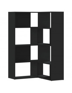 Libreria Angolare 4Ripiani Nera 85x85x140 cm Legno Multistrato 2