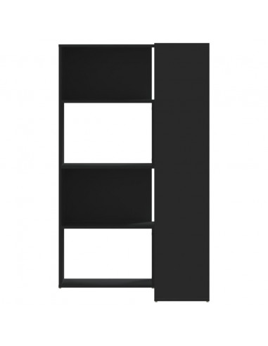 Libreria Angolare 4Ripiani Nera 85x85x140 cm Legno Multistrato