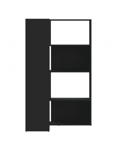Libreria Angolare 4Ripiani Nera 85x85x140 cm Legno Multistrato