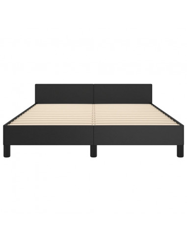 Giroletto con Testiera Nero 140x200 cm in Similpelle