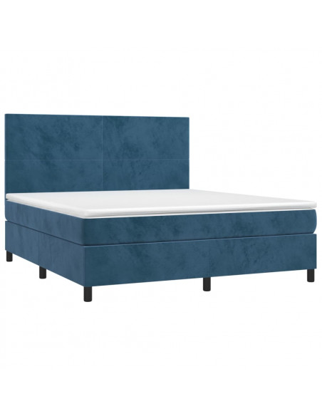 Giroletto a Molle con Materasso Blu Scuro 160x200 cm in Velluto