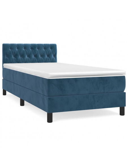 Giroletto a Molle con Materasso Blu Scuro 90x200 cm in Velluto