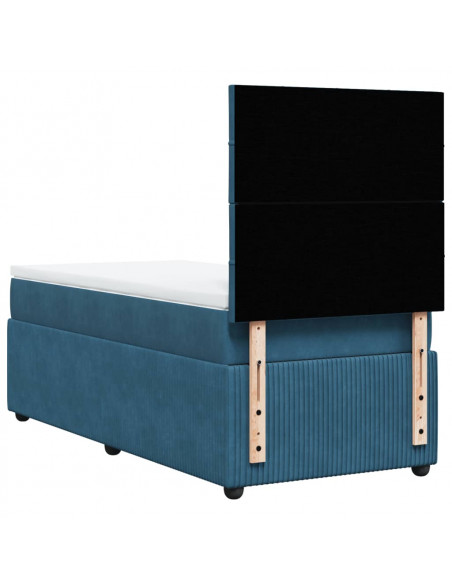 Giroletto a Molle con Materasso Blu 80x200 cm in Velluto