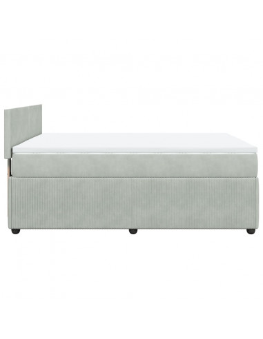 Giroletto a Molle con Materasso Grigio Chiaro 160x200cm Velluto