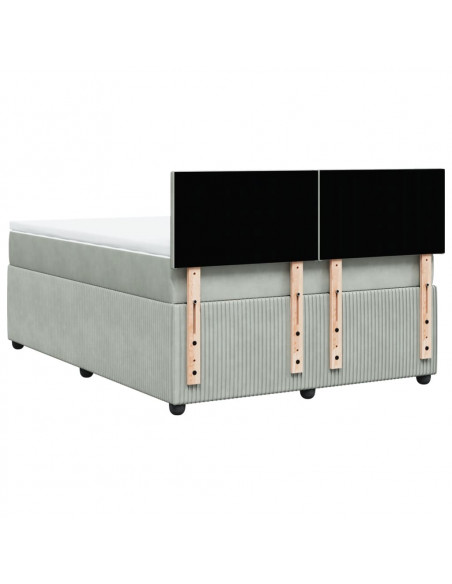 Giroletto a Molle con Materasso Grigio Chiaro 160x200cm Velluto