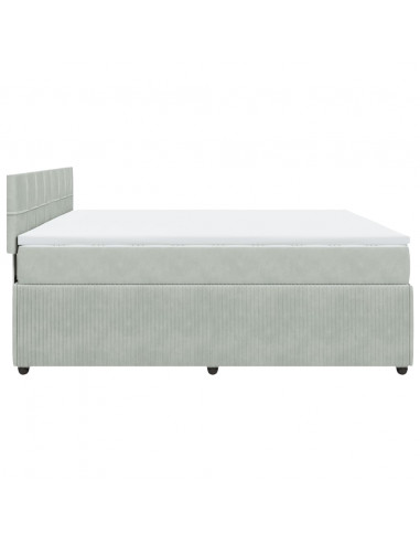 Giroletto a Molle con Materasso Grigio Chiaro 200x200cm Velluto